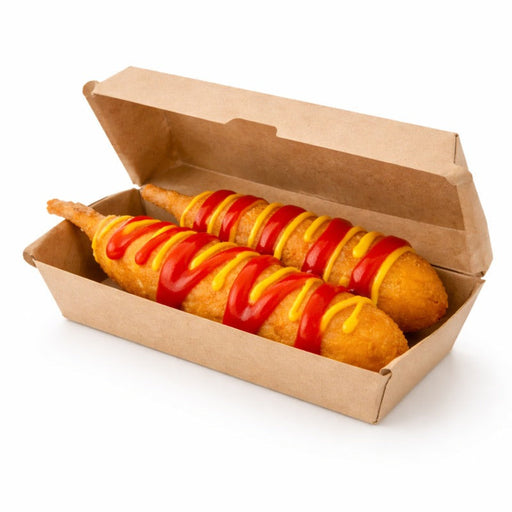 Caja de cartón kraft para Hot Dog microcanal 238x98mm A70mm - 200Uds