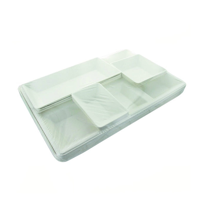 Bandeja de comida (5 piezas) de pulpa de caña de azucar 410x280mm A50mm - 50Uds