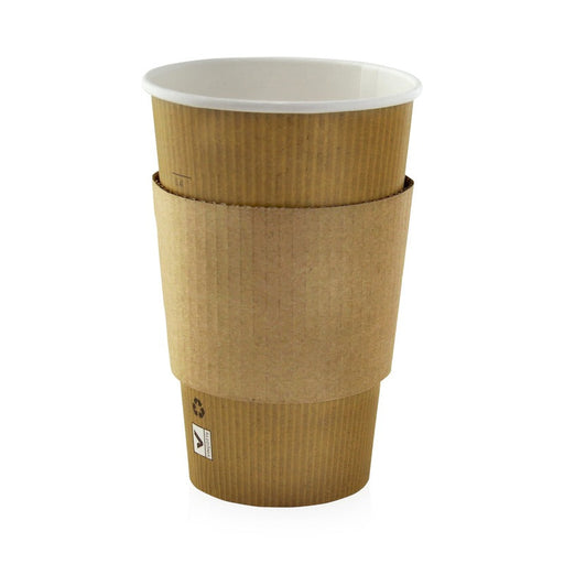Banda autoadhesiva de cartón marrón para vasos 122x122mm A64mm - 1000Uds