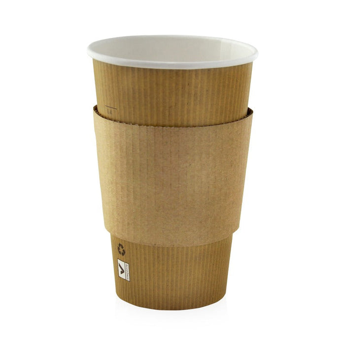 Banda autoadhesiva de cartón marrón para vasos 122x122mm A64mm - 1000Uds
