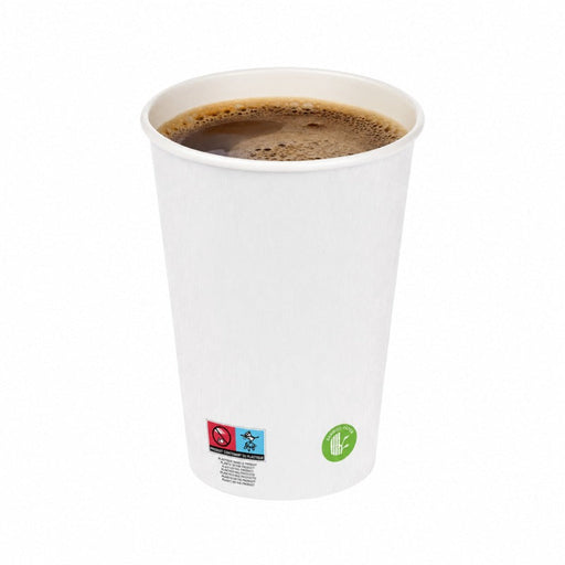 Vaso de cartón de fibra de bambú blanco con laminación PE 460ml A136mm - 1000Uds