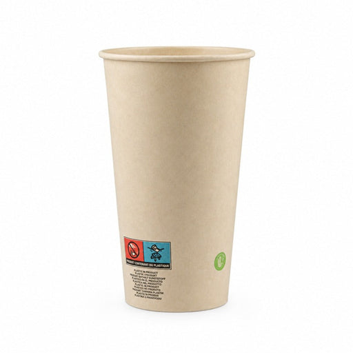 Vaso de cartón de fibra de bambú blanco con laminación PE 460ml A136mm - 1000Uds