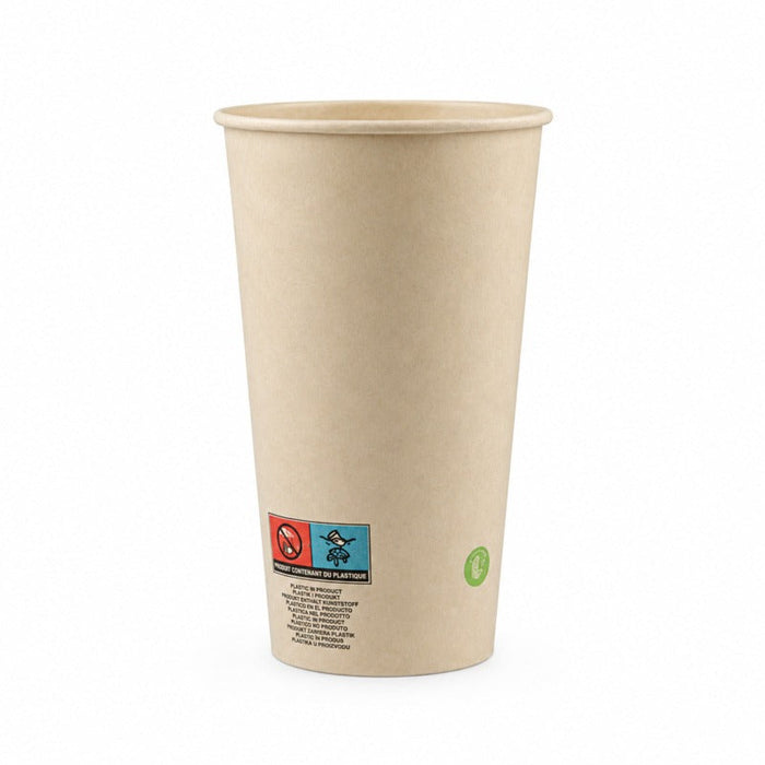 Vaso de cartón de fibra de bambú blanco con laminación PE 460ml A136mm - 1000Uds