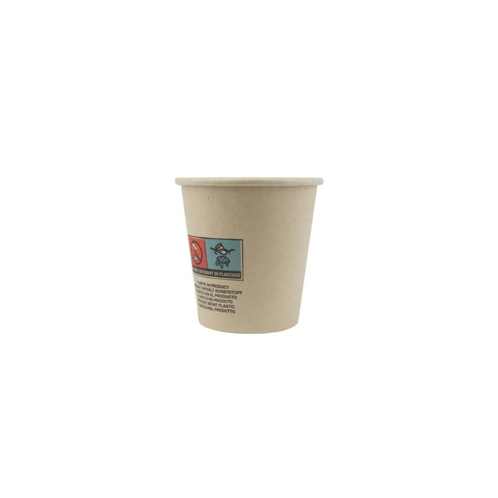Vaso de cartón de fibra de bambú blanco con laminación PE 120ml A62mm - 1000Uds