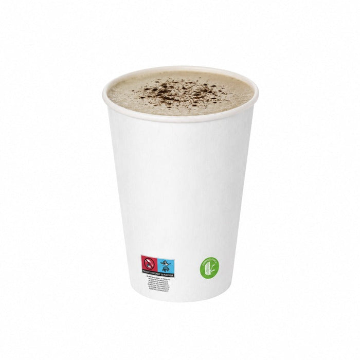 Vaso de cartón de fibra de bambú blanco con laminación PE 230ml A92mm - 1000Uds