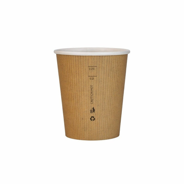 Vaso Nature Cup de cartón kraft estriado 230ml A92mm - 1000Uds