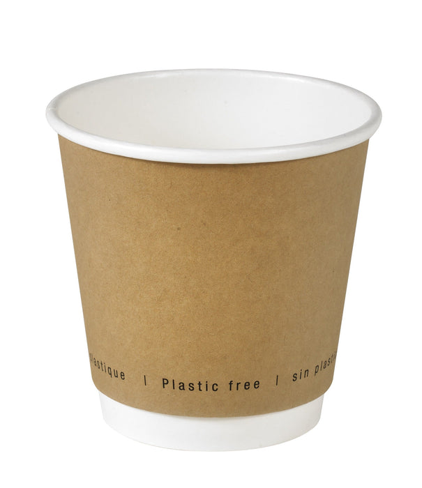Vaso de cartón marrón de doble pared sin plástico, Base agua 300ml A86mm - 500Uds