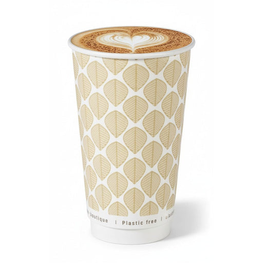 Vaso de cartón estampado de doble pared sin plástico, Base agua 460ml A136mm - 500Uds