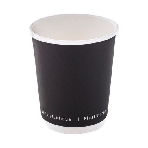 Vaso de cartón negro de doble pared sin plástico, Base agua 230ml Ø80mm A92mm - 500Uds
