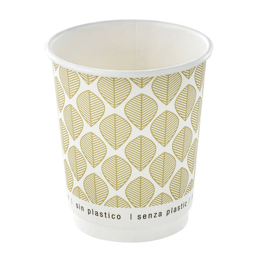 Vaso de cartón estampado de doble pared sin plástico, Base agua 230ml Ø80mm A92mm - 500Uds