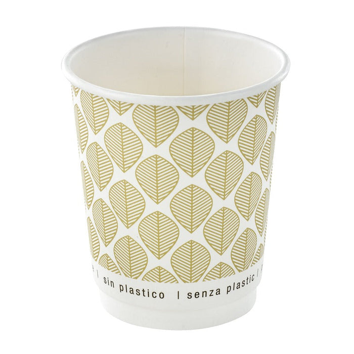 Vaso de cartón estampado de doble pared sin plástico, Base agua 230ml Ø80mm A92mm - 500Uds