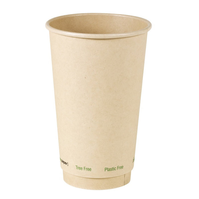 Vaso de cartón marrón de fibra de bambú de doble pared sin plástico, Base Agua 460ml A136mm - 500Uds