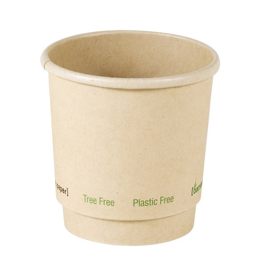 Vaso de cartón marrón de fibra de bambú de doble pared sin plástico, Base Agua 120ml A62mm - 1000Uds