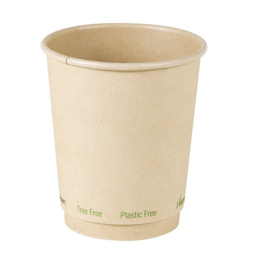 Vaso de cartón marrón de fibra de bambú de doble pared sin plástico, Base Agua H92mm 230ml - 500Uds