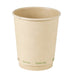 Vaso de cartón marrón de fibra de bambú de doble pared sin plástico, Base Agua H92mm 230ml - 500Uds