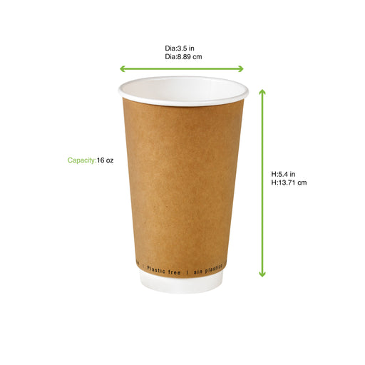 Vaso de cartón con doble capa kraft. 470ml A136mm - 500Uds