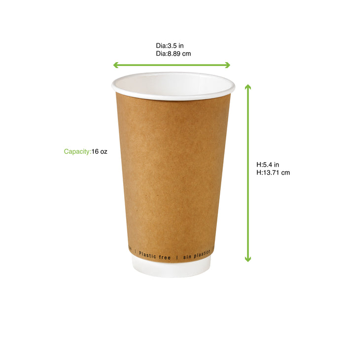 Vaso de cartón con doble capa kraft. 470ml A136mm - 500Uds