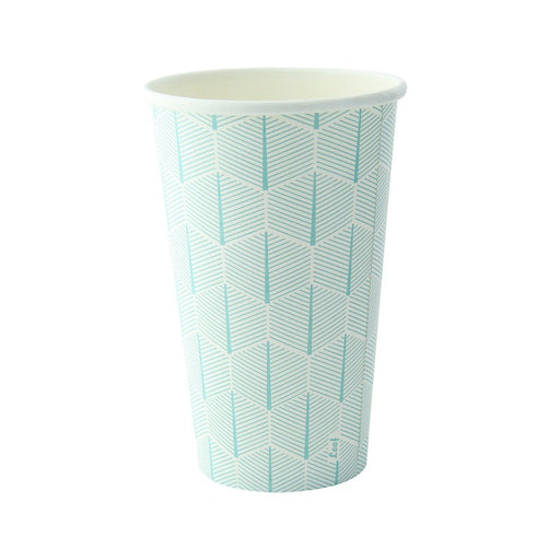 Vaso de cartón blanco con decoración de hojas 470ml A137mm - 1000Uds