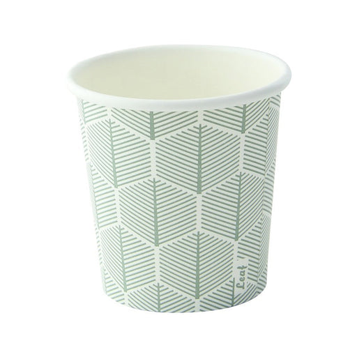 Vaso de cartón blanco con decoración de hojas H62mm 120ml - 1000Uds