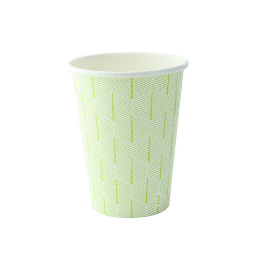 Vaso de cartón blanco con decoración de hojas H79mm 180ml - 1000Uds