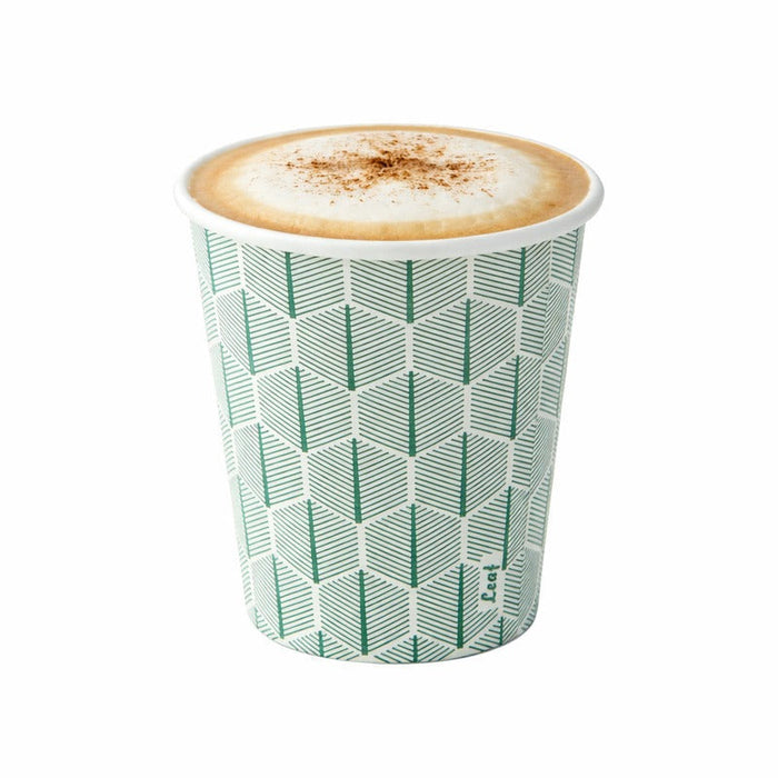 Vaso de cartón blanco con decoración de hojas 230ml A92mm - 1000Uds