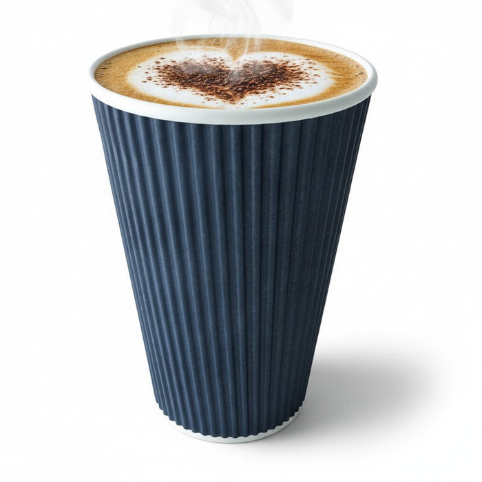 Vaso Rippley de cartón corrugado negro de doble pared 450ml A136mm - 500Uds