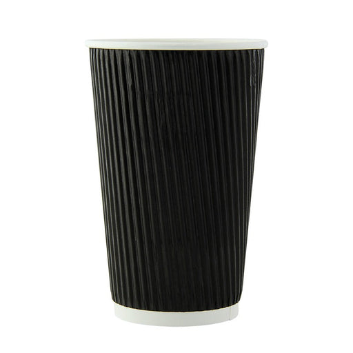 Vaso Rippley de cartón corrugado negro de doble pared 450ml A136mm - 500Uds
