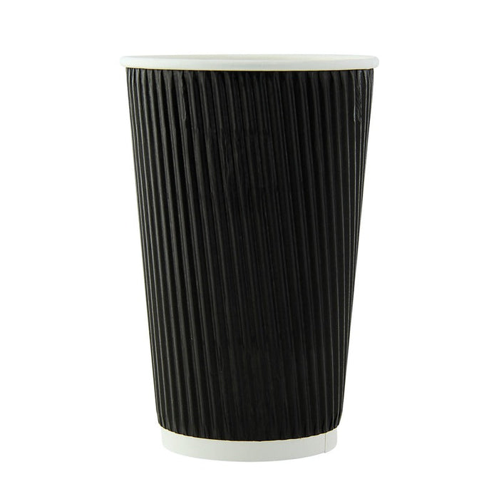 Vaso Rippley de cartón corrugado negro de doble pared 450ml A136mm - 500Uds