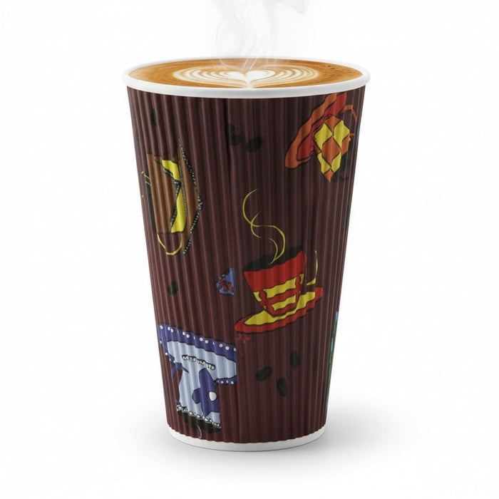 Vaso ondulado con decoración de taza de té 400ml 400ml A135mm - 500Uds