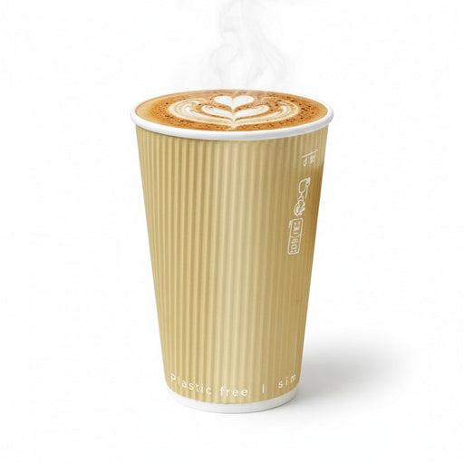 Vaso de cartón de doble pared ondulado Beige 350ml A110mm - 500Uds