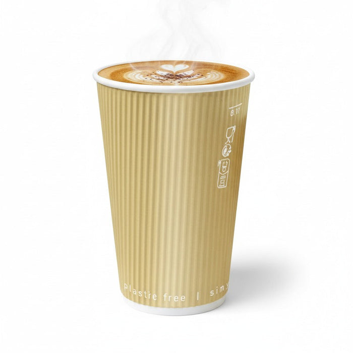 Vaso Rippley de cartón corrugado beige de doble pared 470ml A136mm - 500Uds