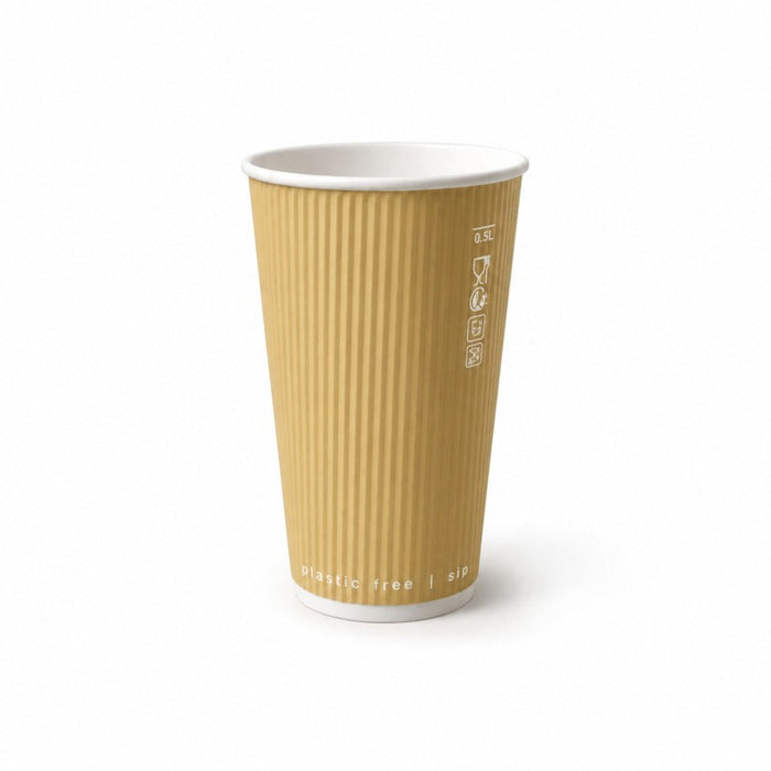 Vaso Rippley de cartón corrugado beige de doble pared H92mm 230ml - 1000Uds