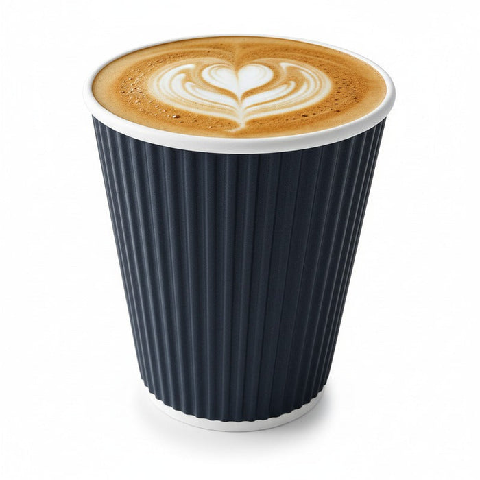 Vaso Rippley de cartón corrugado negro de doble pared 230ml A92mm - 1000Uds