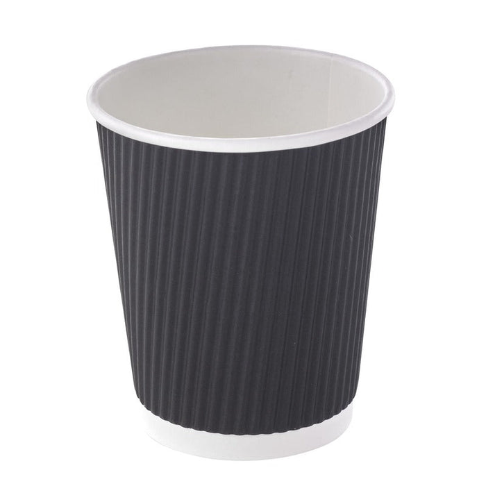 Vaso Rippley de cartón corrugado negro de doble pared 230ml A92mm - 1000Uds