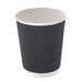 Vaso Rippley de cartón corrugado negro de doble pared 230ml A92mm - 1000Uds