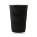 Vaso Rippley de cartón corrugado negro de doble pared sin plástico, base agua H136mm 460ml - 500Uds