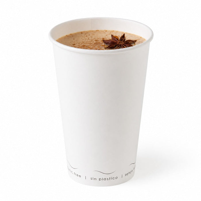 Vaso de cartón blanco Eden sin plástico, Base agua 470ml A136mm - 1000Uds