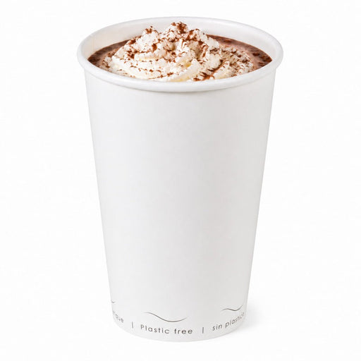 Vaso de cartón blanco Eden sin plástico, Base agua 590ml A161mm - 1000Uds