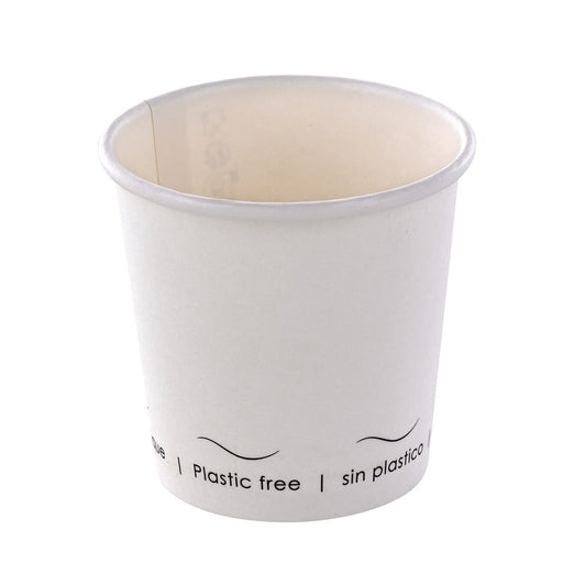 Vaso de cartón blanco Eden sin plástico, Base agua 90ml A60mm - 1000Uds