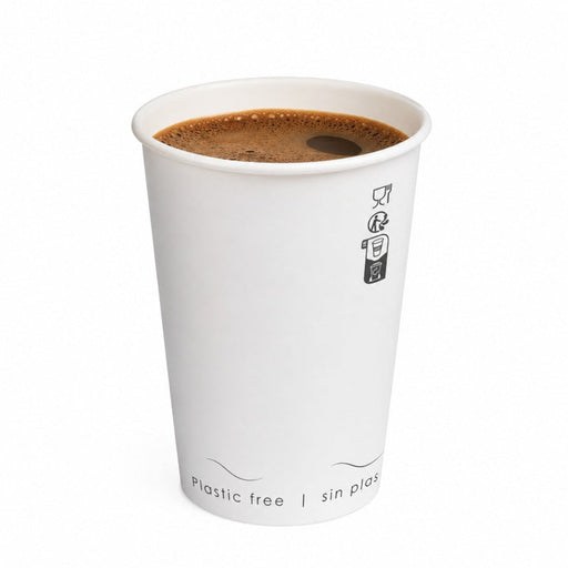 Vaso de cartón blanco Eden sin plástico, Base agua 180ml A79mm - 1000Uds