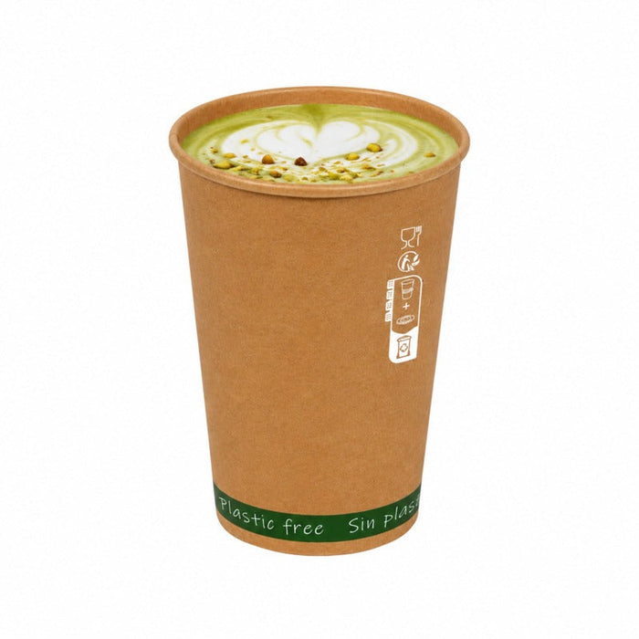 Vaso Zen de cartón kraft sin plástico, base agua 180ml A79mm - 1000Uds