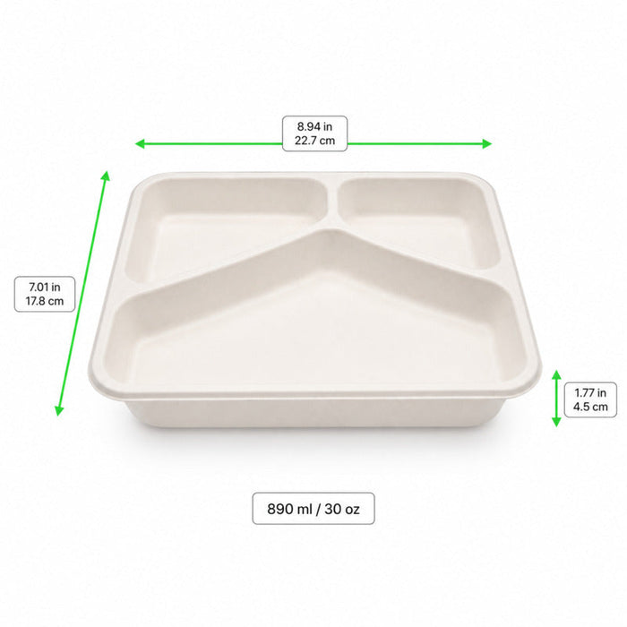 Bandeja de Pulpa laminada PLA Menu 3 compartimentos - 200Uds