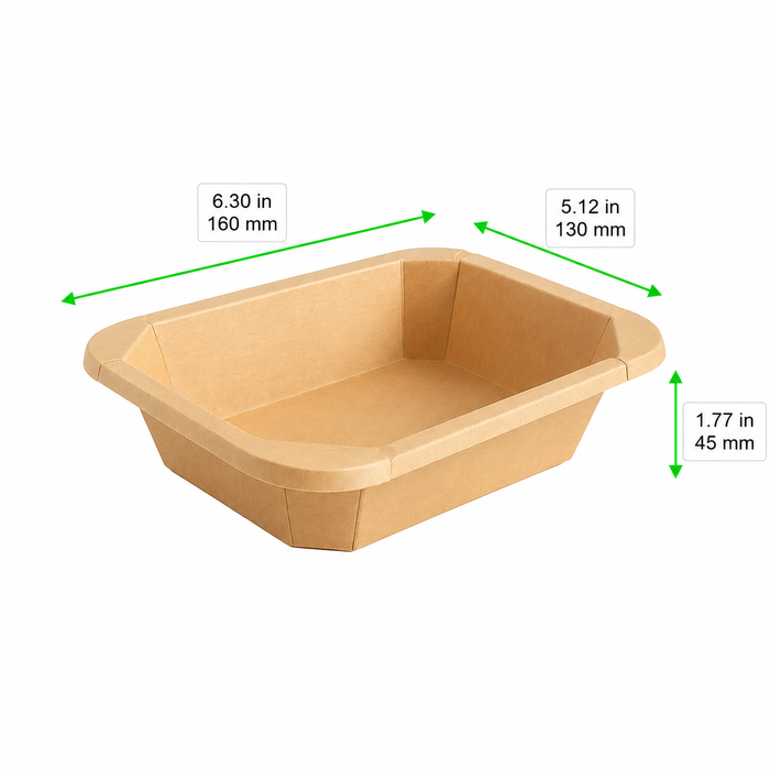 Bandejas GN 1/8 sellables de cartón 160x130mm H45mm - 300Uds