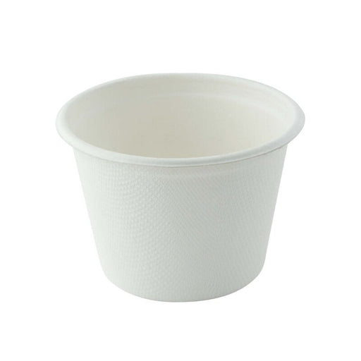Vaso de postre blanco elaborado con pulpa de caña de azúcar 133ml A53mm - 1000Uds