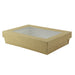 Caja rectangular de cartón marrón con tapa ventana KRAY 1500ml 225x155mm A53mm - 200Uds