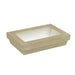 Caja rectangular de cartón marrón con tapa ventana KRAY 1500ml 225x155mm A50mm - 200Uds