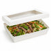 Caja rectangular de cartón blanco con tapa ventana KRAY 1500ml 225x155mm A50mm - 200Uds
