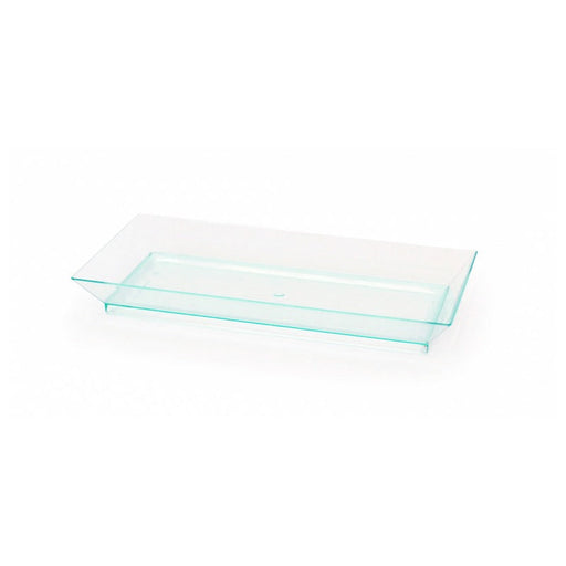 Plato verde transparente rectangular en PS KLARITY 130x62mm - 200Uds