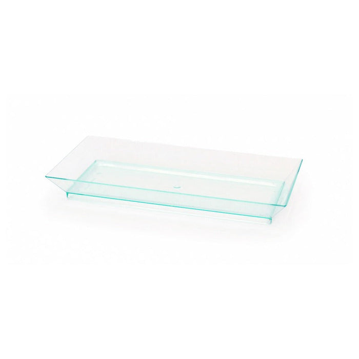 Plato verde transparente rectangular en PS KLARITY 130x62mm - 200Uds