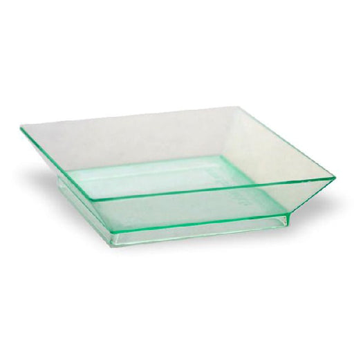 Plato verde transparente rectangular en PS KLARITY 65x65mm - 200Uds